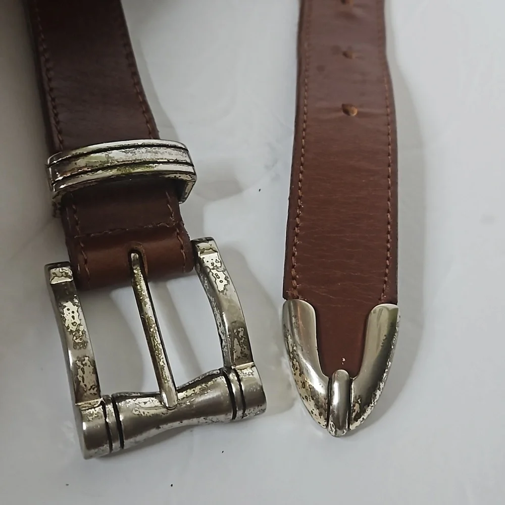 Oil Leather  Belt sz M Tan Pre-owned